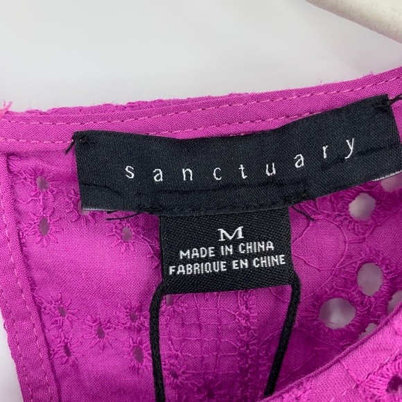 Sanctuary Breezy Eyelet Flutter Sleeve Back Cut-Out Shell Top Sz M - Picture 7 of 12